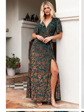 Baltic Born Uma Jade And Bronze Velvet Maxi Dress